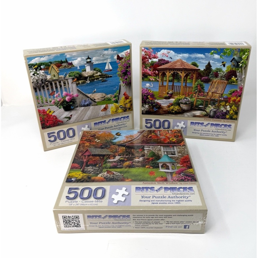 Bits And Pieces 500 Pc Puzzle Lot 3 Alan Giana Sealed Scenic Set Brand New